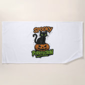 Spooky Squad Retro Halloween Design (Schwarzer Tex Strandtuch (Vorderseite)