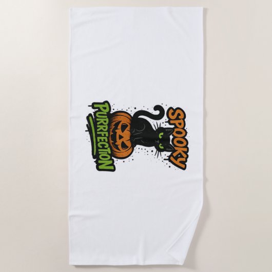 Spooky Squad Retro Halloween Design (Schwarzer Tex Strandtuch (Vorderseite)