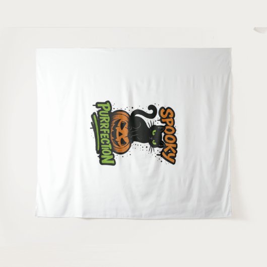 Spooky Squad Retro Halloween Design (Schwarzer Tex Wandteppich (Vorderseite (Horizontal))