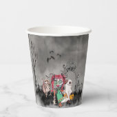 Spooky Stadt Trick oder Treaters Halloween Pappbecher (Rückseite)