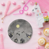 Spooky Stadt Wasserfarbe Halloween Papierplatte Pappteller (Party)