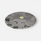 Spooky Stadt Wasserfarbe Halloween Papierplatte Pappteller (Schrägansicht)