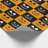 Spooky Stitch Face | Schwarz/Orange Halloween Geschenkpapier (Ecke)