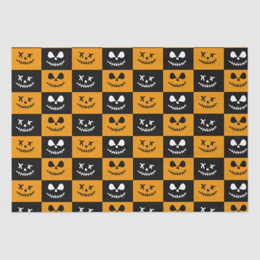 Spooky Stitch Face | Schwarz/Orange Halloween Seidenpapier (Vorderseite)