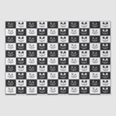 Spooky Stitch Face | Schwarz-Weiß-Halloween Seidenpapier (Vorderseite)