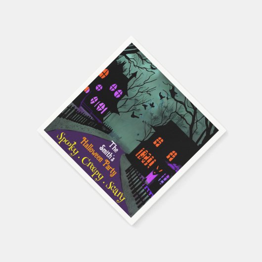 Spooky Street Custom Text Halloween Serviette (Ecke)