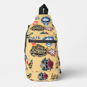 Spooky Streetart Illustrationen Schädel Graffiti Crossbody Bag