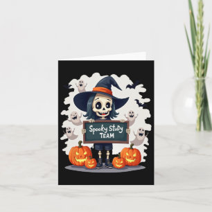Spooky Study Team - Niedliche Halloween Skeleton T Karte