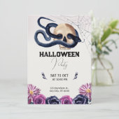 Spooky & Stylish: Violet Watercolor Halloween Einladung (Stehend Vorderseite)