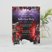 Spooky Sugar Skull Halloween-Party Einladung (Stehend Vorderseite)