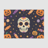 Spooky Sugar Skull und Jack-O'-Lanterns Halloween Seidenpapier (Vorderseite)