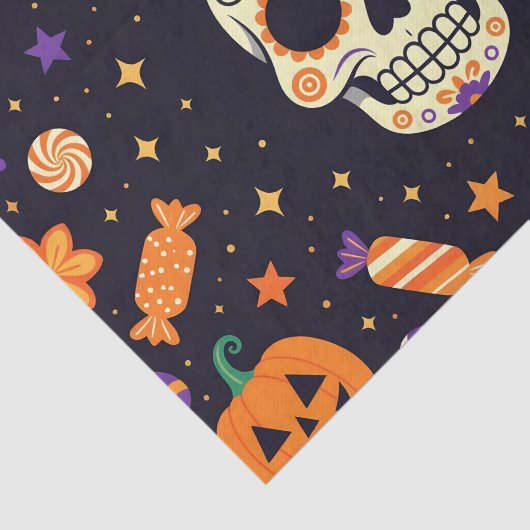 Spooky Sugar Skull und Jack-O'-Lanterns Halloween Seidenpapier (Ausschnitt)