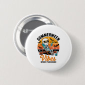 Spooky Summer Beach Skeleton Funny Halloween Somme Button (Vorne & Hinten)