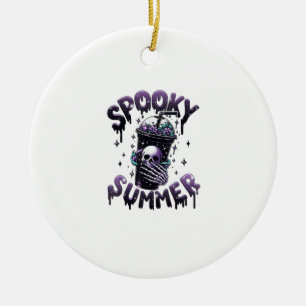 Spooky Summer Funny Meme Skeleton Kaffee Funny Sum Keramik Ornament