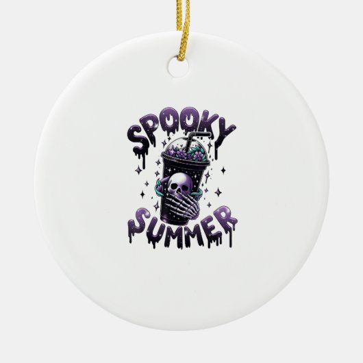 Spooky Summer Funny Meme Skeleton Kaffee Funny Sum Keramik Ornament (Vorne)