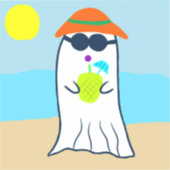 Spooky Summer Ghost am Strand Aufkleber (Vorderseite)