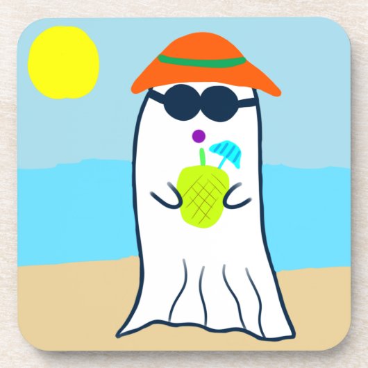 Spooky Summer Ghost am Strand Getränkeuntersetzer (Vorderseite)