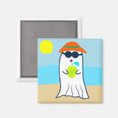 Spooky Summer Ghost am Strand Magnet (Vorderseite/Rückseite)