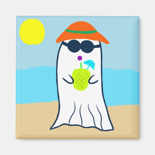 Spooky Summer Ghost am Strand Magnet (Vorne)