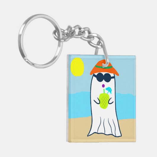 Spooky Summer Ghost am Strand Schlüsselanhänger (Vorderseite links)