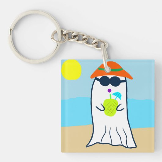 Spooky Summer Ghost am Strand Schlüsselanhänger (Vorderseite)