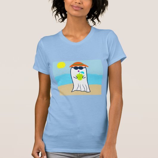 Spooky Summer Ghost am Strand T-Shirt (Vorderseite)