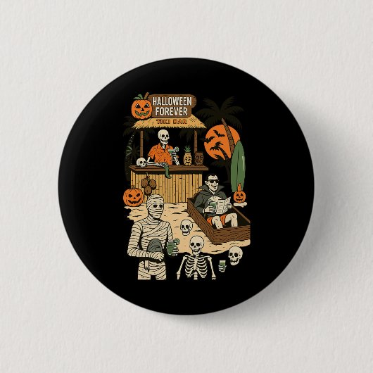 Spooky Summer Halloween Retro Summer Horror Charac Button (Vorderseite)