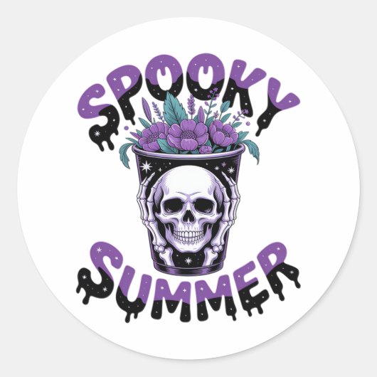 Spooky Summer Skeletonsommer Runder Aufkleber (Vorderseite)
