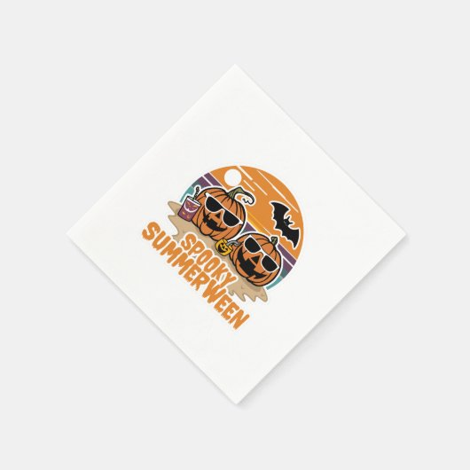 Spooky Summerween - Kürbis am Strand Serviette (Ecke)
