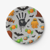 Spooky-Süßigkeiten und Schatten Pappteller (Vorderseite)