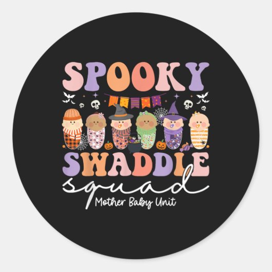 Spooky Swaddle Squad Mutter Kindereinheit Hallowee Runder Aufkleber (Vorderseite)