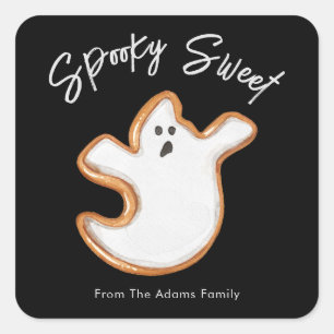 Spooky Sweet Ghost Sugar Cookie anpassbar Quadratischer Aufkleber