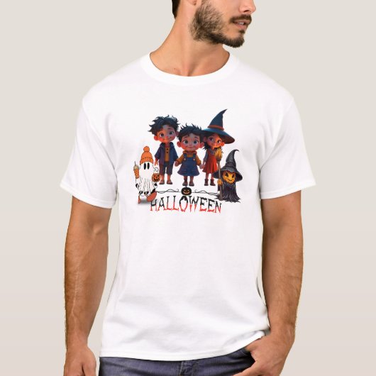 Spooky Sweet Halloween Friends - Adorable Cartoon T-Shirt (Vorderseite)