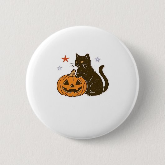 Spooky Sweet Halloween Kitty Classic T - Shirt Button (Vorderseite)