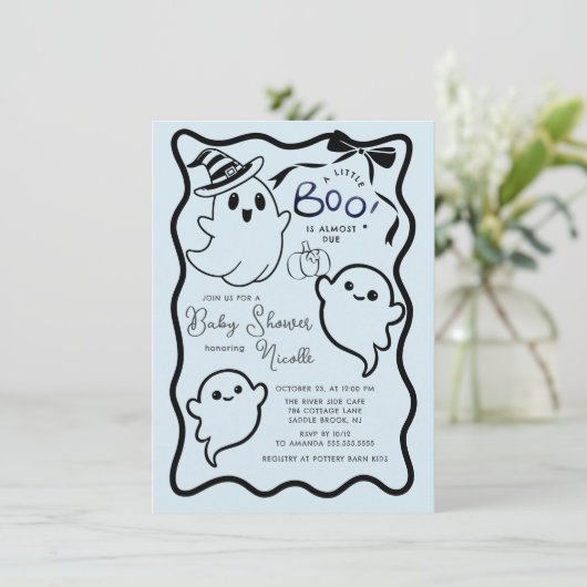 Spooky Sweet Little Boo Baby Dusche Einladung (Stehend Vorderseite)