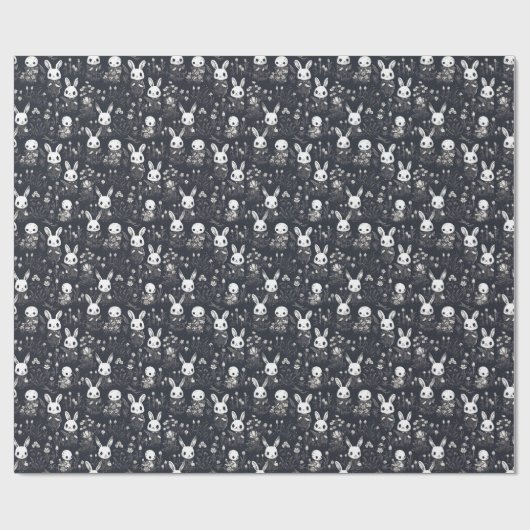 Spooky Sweet Skeleton Bunnies Wrapping Paper Geschenkpapier (Flach)