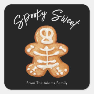 Spooky Sweet Skeleton Zucker Cookie Quadratischer Aufkleber