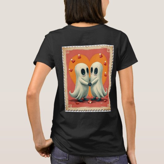 Spooky Sweethearst Briefmarke Halloween T-Shirt (Rückseite)