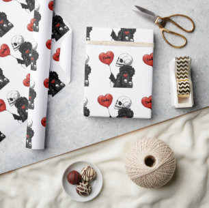 Spooky Sweetheart - Anpassbarer Schädel mit Ballon Geschenkpapier