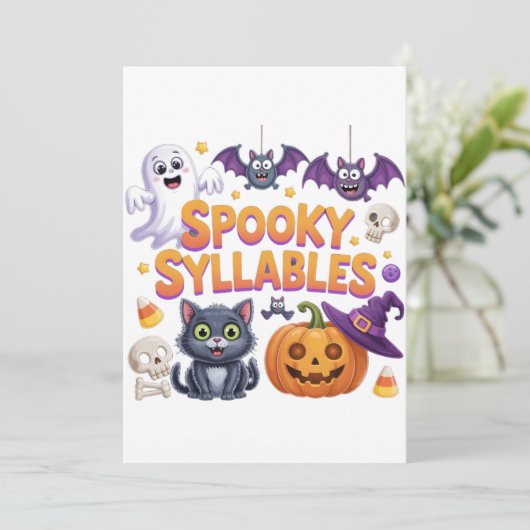 Spooky Syllables Einladung (Stehend Vorderseite)