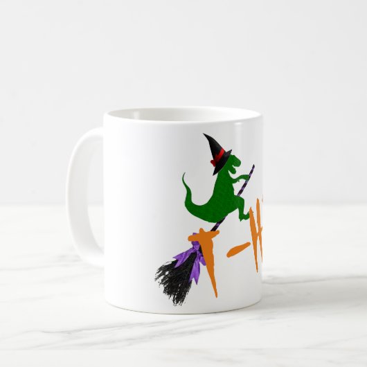 Spooky T-hex T-rex witziger Halloween Kaffeetasse (Vorderseite Links)