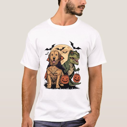 Spooky T Rex Retriever Trick-oder-Leckerei-Shirt T-Shirt (Vorderseite)