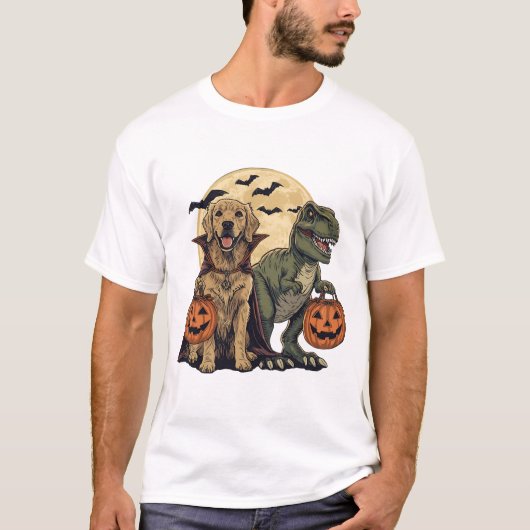 Spooky T Rex Retriever Trick-oder-Leckerei-Shirt T-Shirt (Vorderseite)