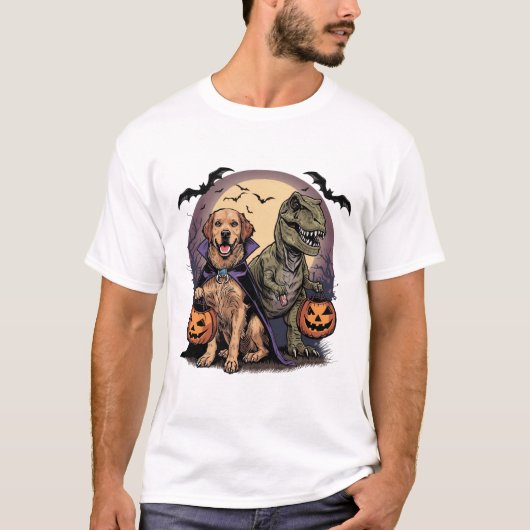 Spooky T Rex Retriever Trick-oder-Leckerei-Shirt T-Shirt (Vorderseite)