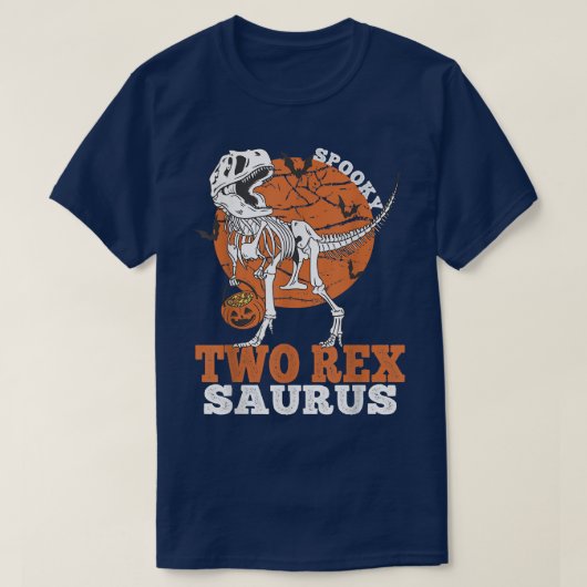 Spooky T Rex Saurus Dinosaur Skeleton T rex Pumpki T-Shirt (Design vorne)