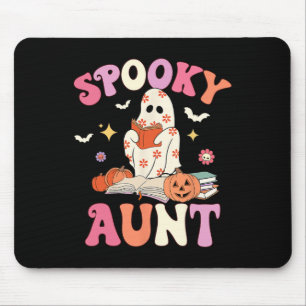 Spooky Tante Retro Groovy Floral Ghost Halloween C Mousepad