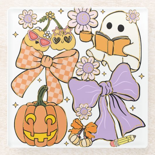 Spooky Teacher Halloween Glasuntersetzer (Vorderseite)