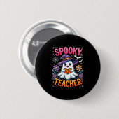 Spooky Teacher Niedlich Ghost Reading Buch Funny H Button (Vorne & Hinten)