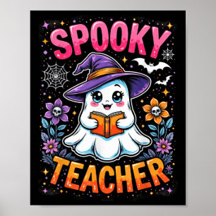 Spooky Teacher Niedlich Ghost Reading Buch Funny H Poster