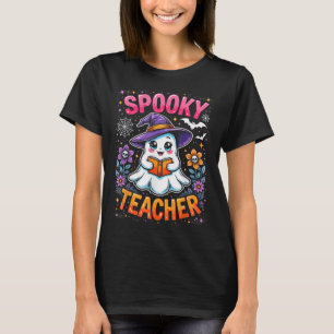 Spooky Teacher Niedlich Ghost Reading Buch Funny H T-Shirt